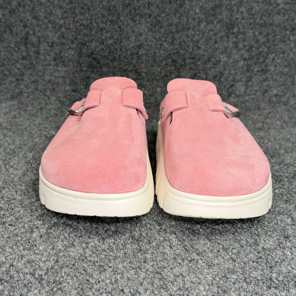 Papillio Pink Suede Platform Clogs - Picture 2 of 9